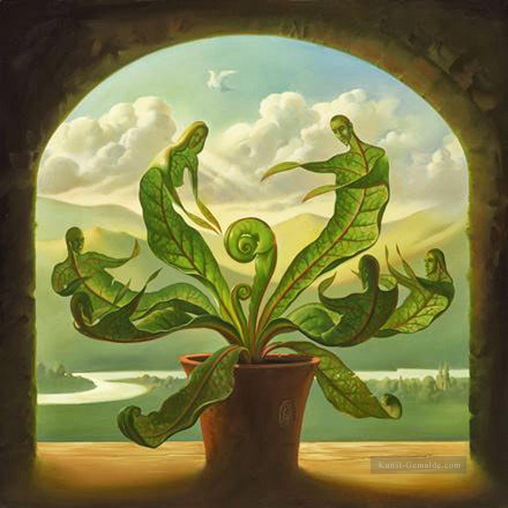 Wunder der Geburt Surrealismus Pflanzen Blätter Ölgemälde